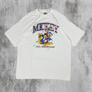 Vintage Y2K AAA Mickey All American White T-Shirt Mens XL